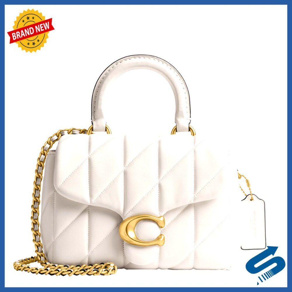Quilted Leather Top Handle Satchel with Detachable Chain Strap